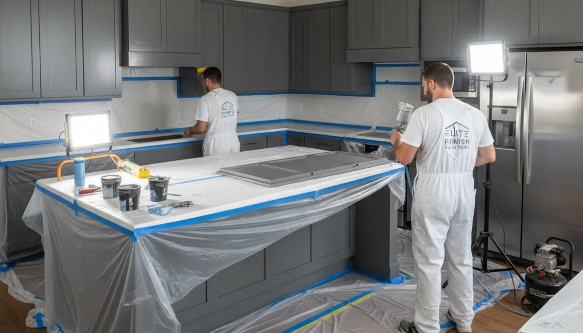 Cabinet painting in Flagstaff, AZ by Flagstaff Paint Pros for durable, sun-resistant finish