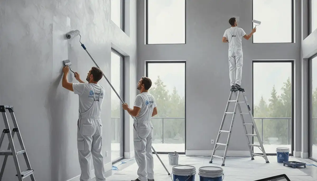 Flagstaff, AZ interior house painters preparing walls for a professional residential paint job